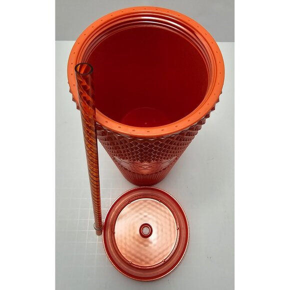 Starbucks Orange Pearlized Studded 24 Oz Tumbler with Matching Straw and Lid - Picture 6 of 7